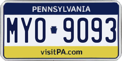 PA license plate MYO9093