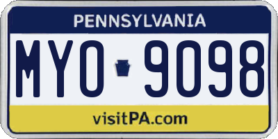 PA license plate MYO9098