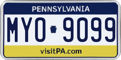 PA license plate MYO9099