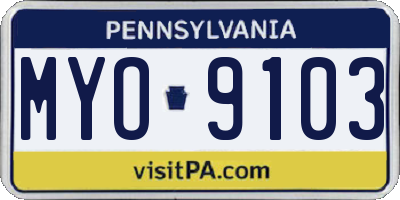 PA license plate MYO9103