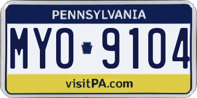 PA license plate MYO9104