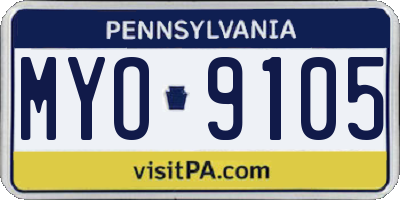 PA license plate MYO9105