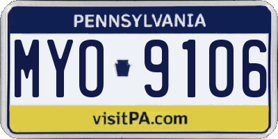 PA license plate MYO9106