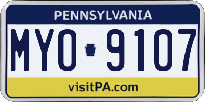 PA license plate MYO9107