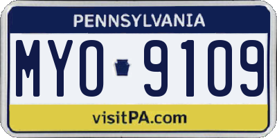 PA license plate MYO9109