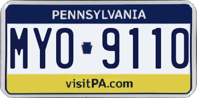 PA license plate MYO9110