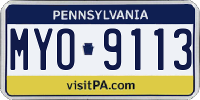 PA license plate MYO9113