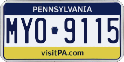 PA license plate MYO9115
