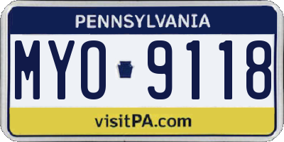 PA license plate MYO9118
