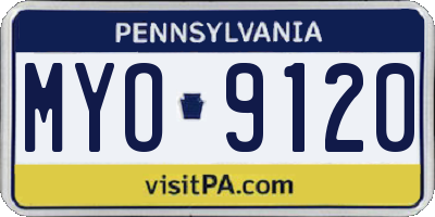 PA license plate MYO9120