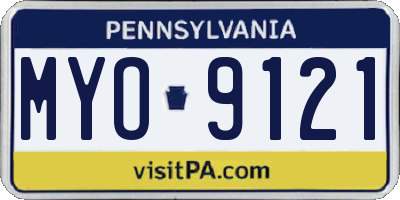 PA license plate MYO9121