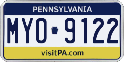 PA license plate MYO9122