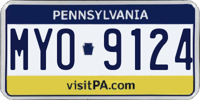 PA license plate MYO9124