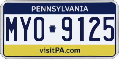 PA license plate MYO9125