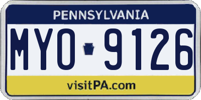 PA license plate MYO9126