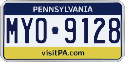 PA license plate MYO9128
