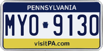 PA license plate MYO9130