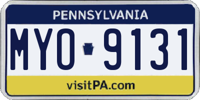 PA license plate MYO9131