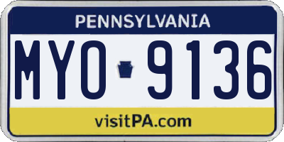 PA license plate MYO9136