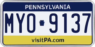 PA license plate MYO9137