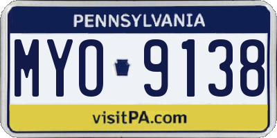 PA license plate MYO9138