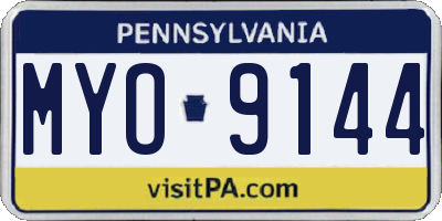 PA license plate MYO9144
