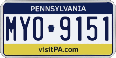 PA license plate MYO9151