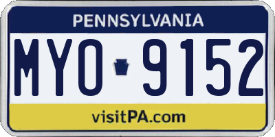 PA license plate MYO9152