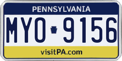 PA license plate MYO9156