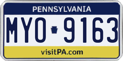 PA license plate MYO9163