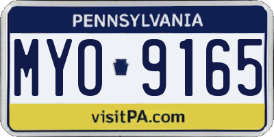 PA license plate MYO9165