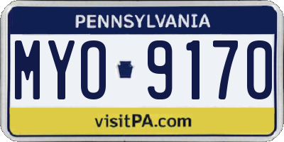 PA license plate MYO9170