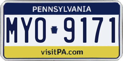 PA license plate MYO9171