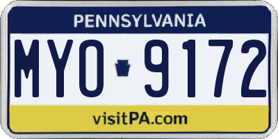 PA license plate MYO9172