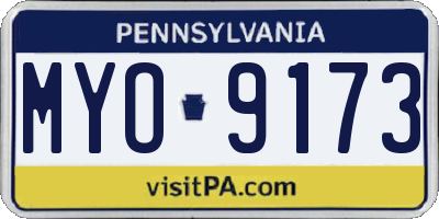 PA license plate MYO9173