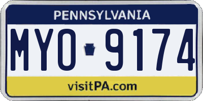 PA license plate MYO9174