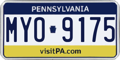 PA license plate MYO9175