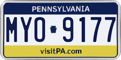 PA license plate MYO9177