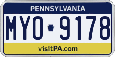 PA license plate MYO9178
