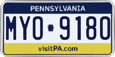 PA license plate MYO9180