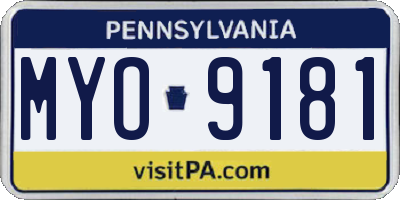 PA license plate MYO9181