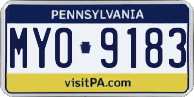 PA license plate MYO9183