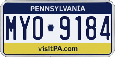 PA license plate MYO9184