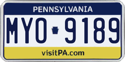 PA license plate MYO9189