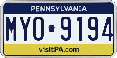 PA license plate MYO9194