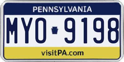 PA license plate MYO9198