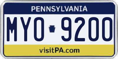 PA license plate MYO9200