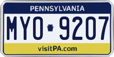 PA license plate MYO9207