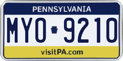 PA license plate MYO9210