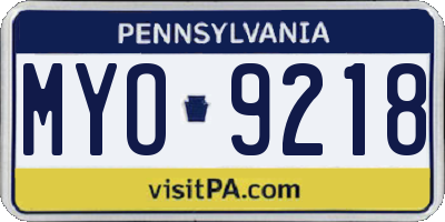 PA license plate MYO9218